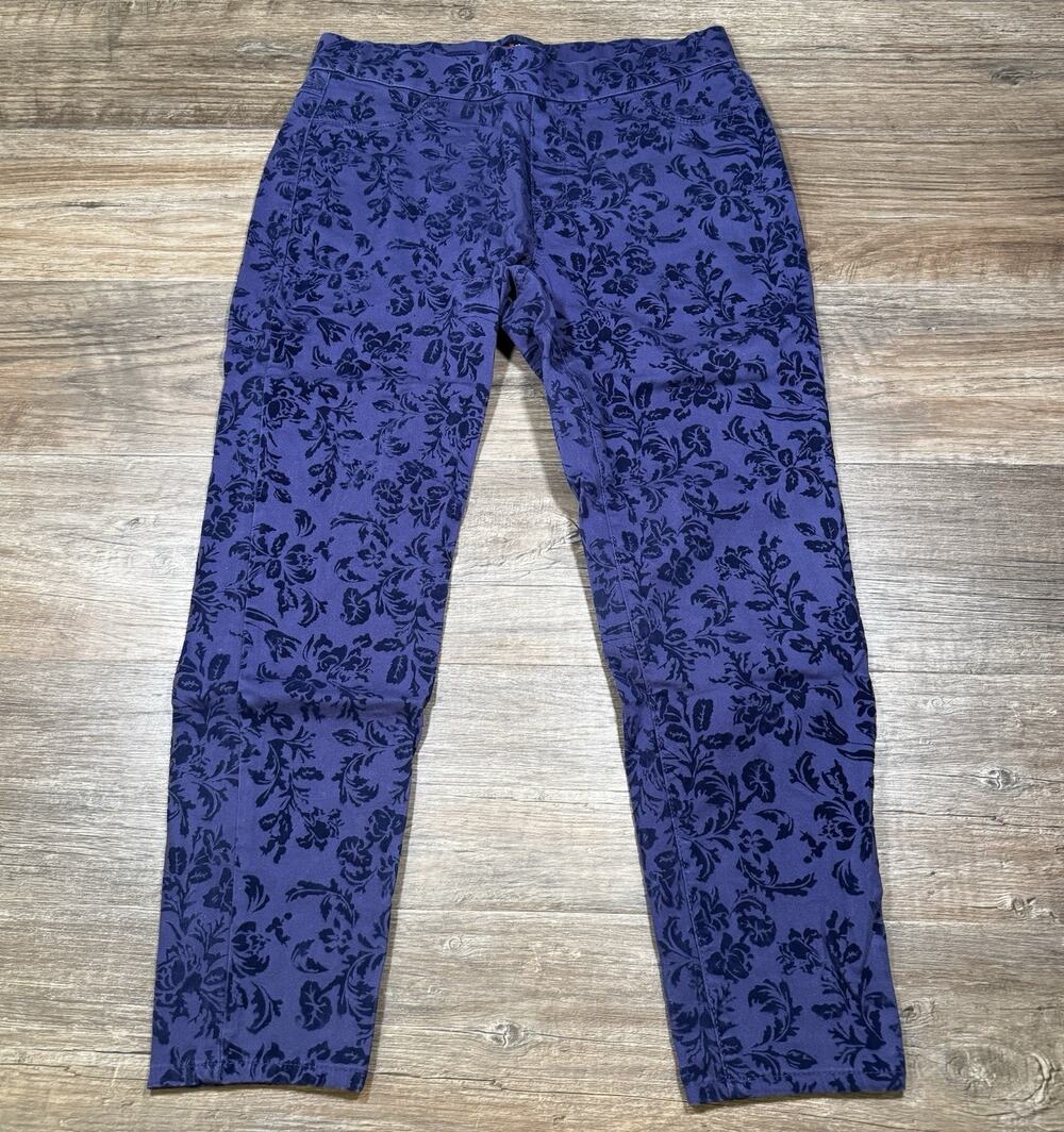 Denim 24/7 Women’s 16W Purple Floral Flocked Stretch Skinny Jeans